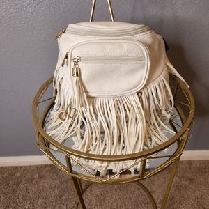 White fringe fanny pack